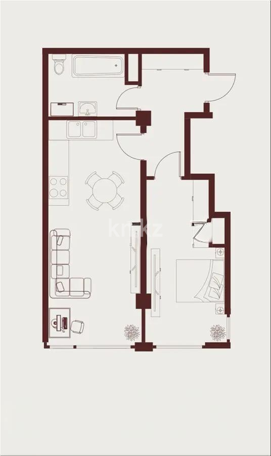 Продажа 2-комнатной квартиры, 48.4 м², ул. Илтипат, дом  45/1 в Алматы