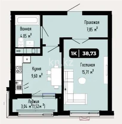 Продажа 1-комнатной квартиры, 39 м² в Астане