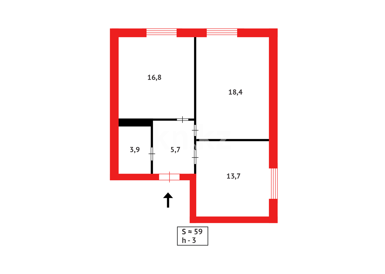 Продажа 2-комнатной квартиры, 58 м², ул. Университетская в Караганде - фото 16