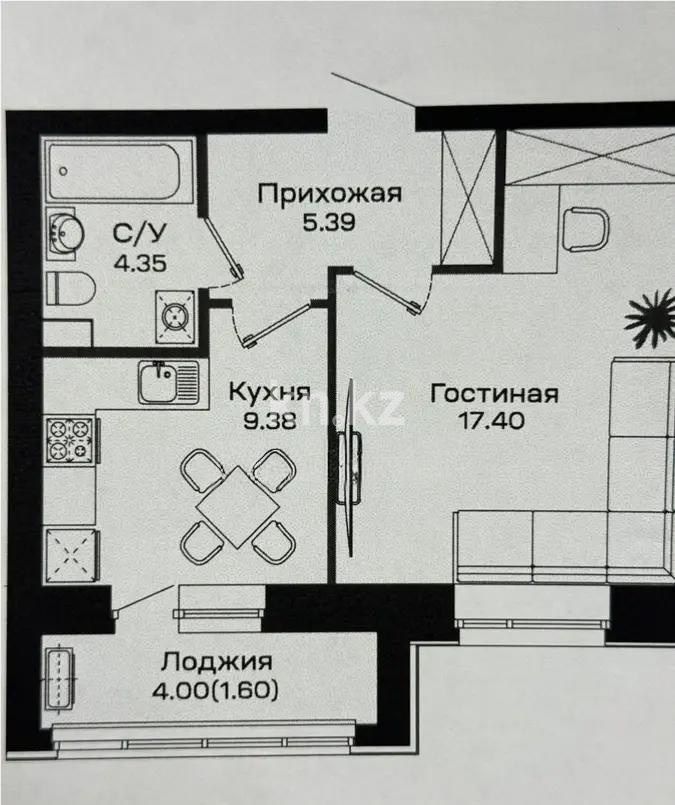 Продажа 1-комнатной квартиры, 38.12 м², ул. Нажимеденова, дом  5/1 в Астане