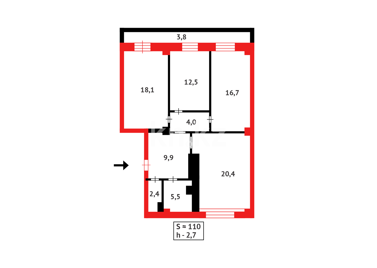 Продажа 3-комнатной квартиры, 110 м² в Караганде - фото 23