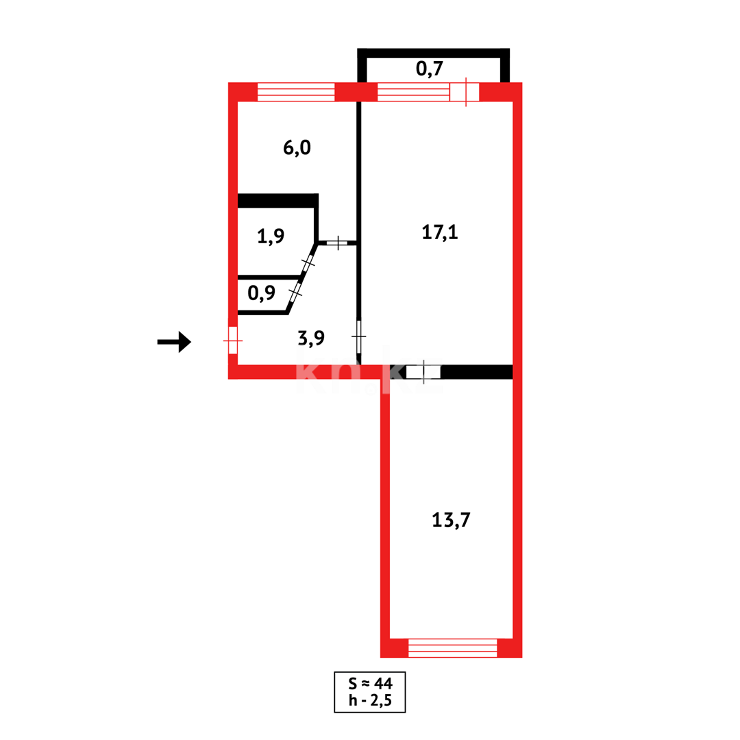 Продажа 2-комнатной квартиры, 43 м² в Караганде - фото 6