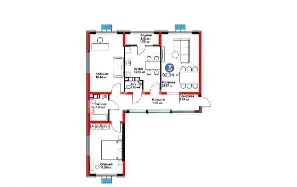 Продажа 3-комнатной квартиры, 92.3 м² в Алматы