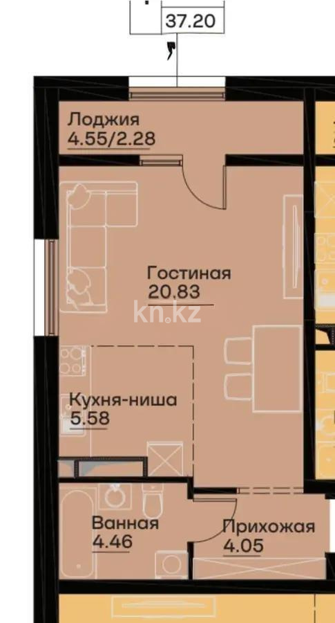 Продажа 1-комнатной квартиры, 37.2 м² в Алматы