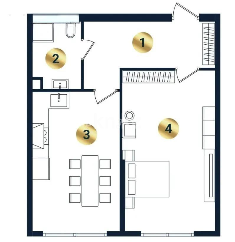 Продажа 2-комнатной квартиры, 53.4 м² в Алматы