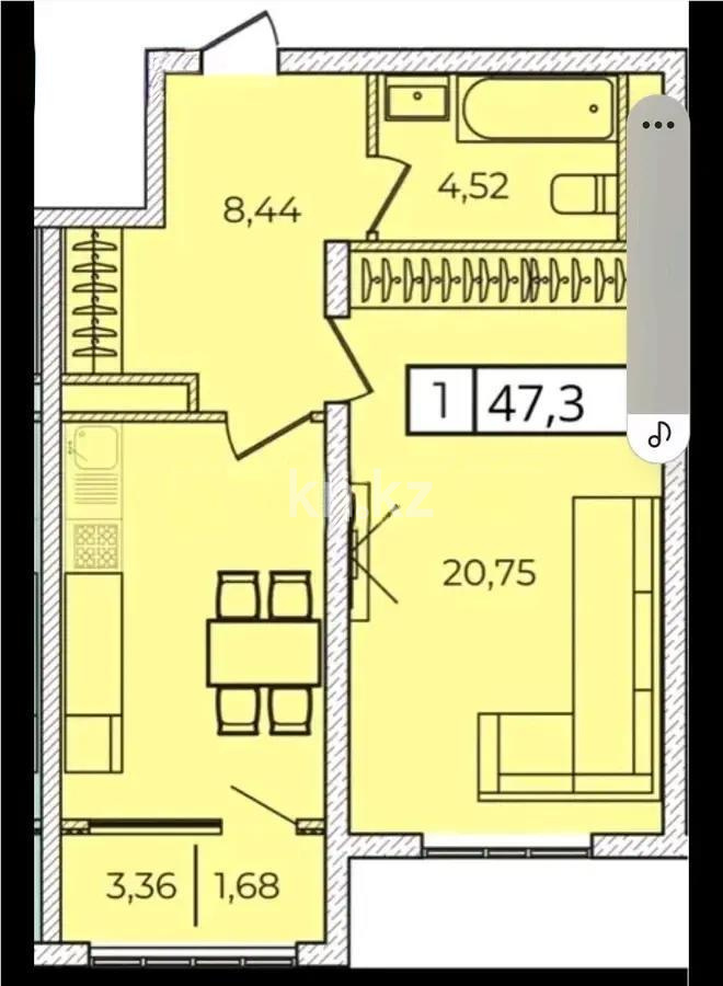 Продажа 1-комнатной квартиры, 47.6 м², мкр-н Кайрат, дом  135/4 в Алматы - фото 4