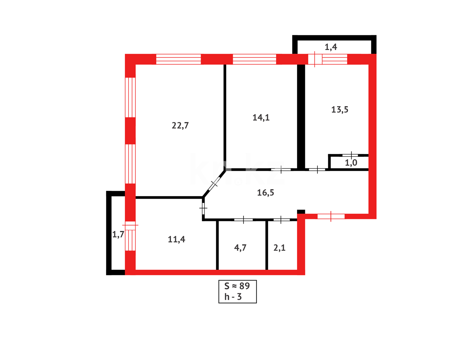 Продажа 3-комнатной квартиры, 89 м² в Караганде - фото 23