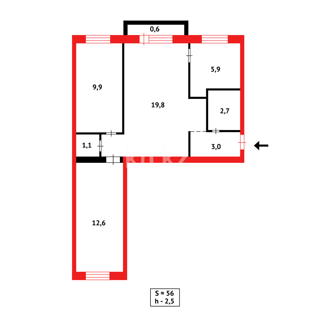 Продажа 3-комнатной квартиры, 54 м² в Караганде - фото 9