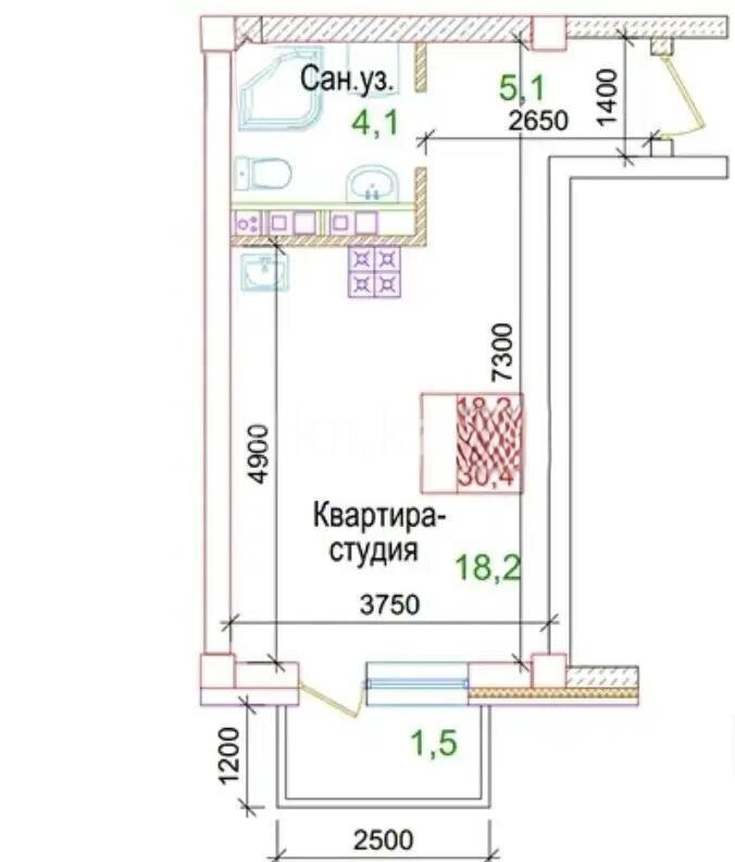 Продажа 1-комнатной квартиры, 31 м² в Алматы - фото 2