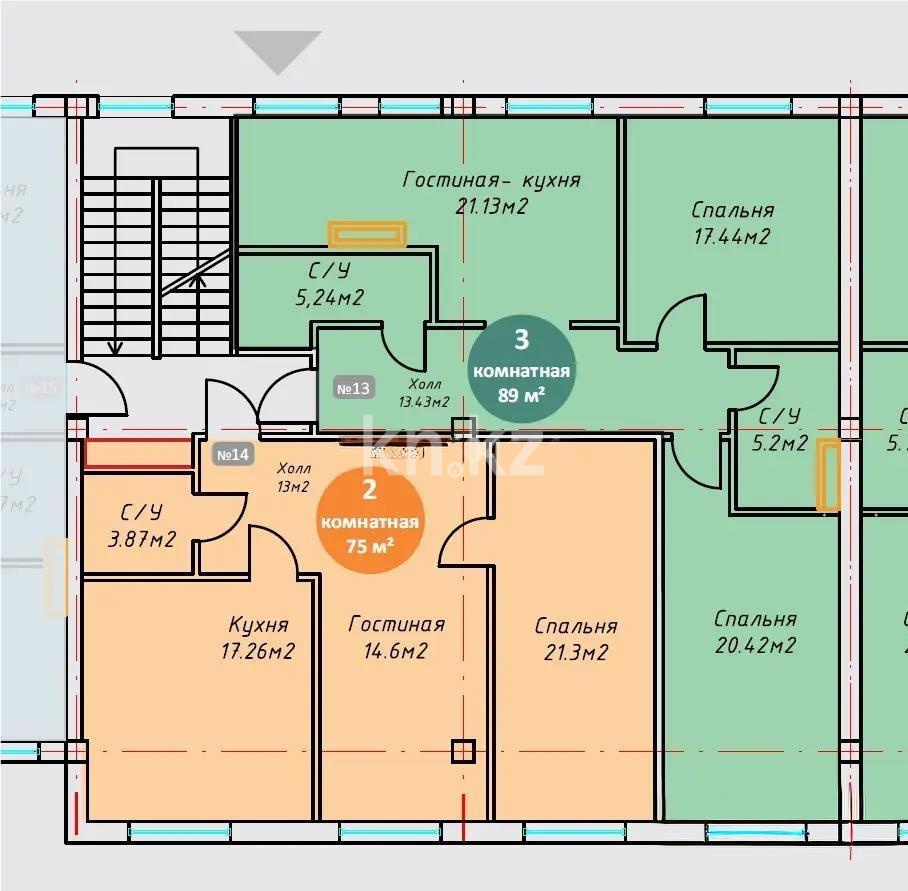 Продажа 3-комнатной квартиры, 89 м², ул. 16-я, дом  5 в Алматы - фото 2