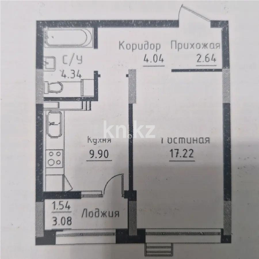 Продажа 1-комнатной квартиры, 39.68 м² в Астане