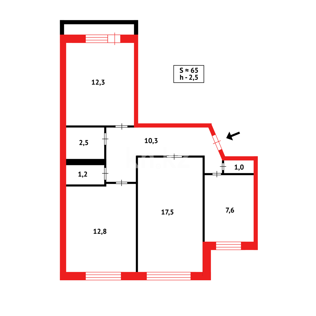 Продажа 3-комнатной квартиры, 65 м², мкр-н Восток-2 в Караганде - фото 17