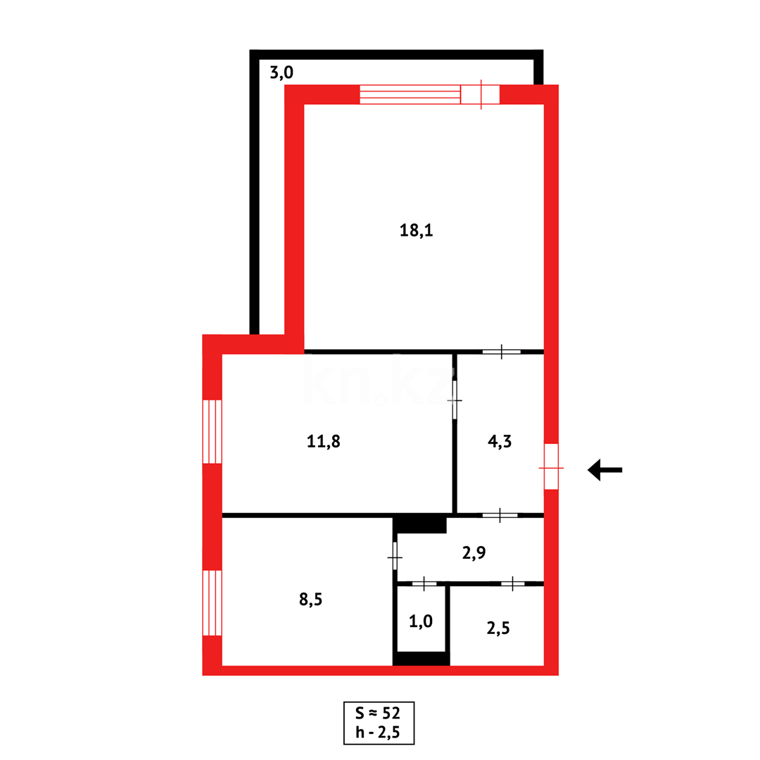 Продажа 2-комнатной квартиры, 53 м² в Караганде - фото 9