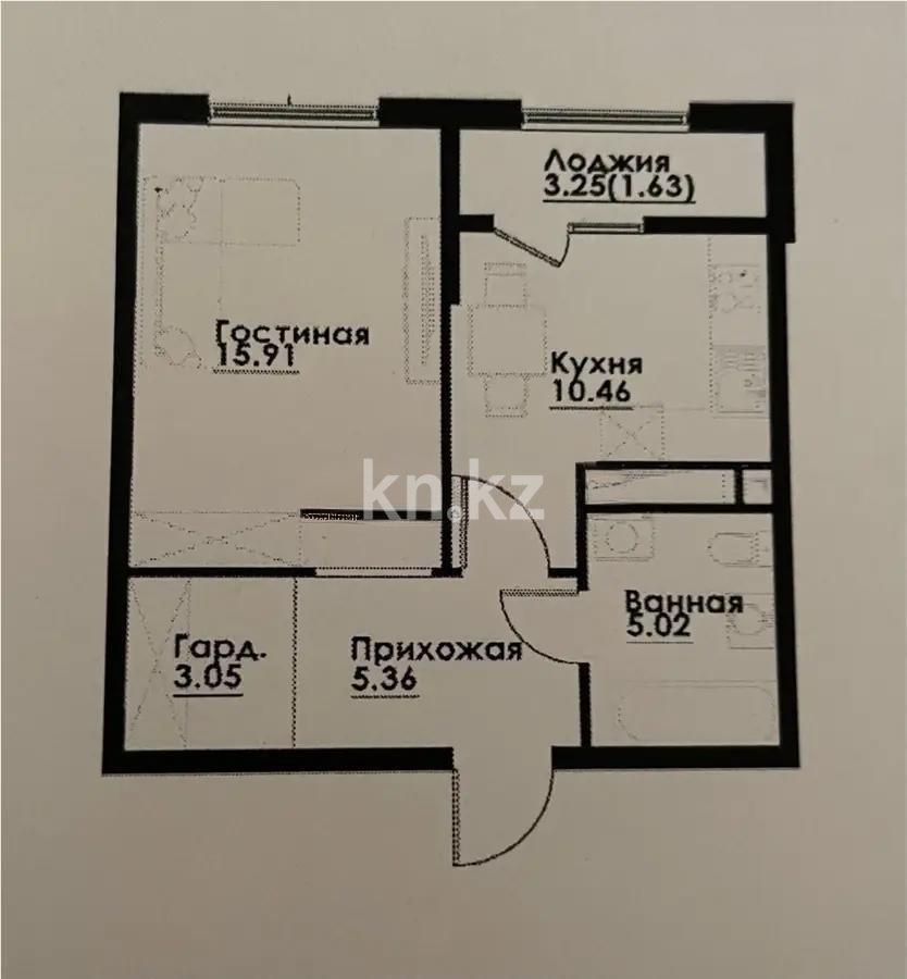 Продажа 1-комнатной квартиры, 41.43 м² в Алматы