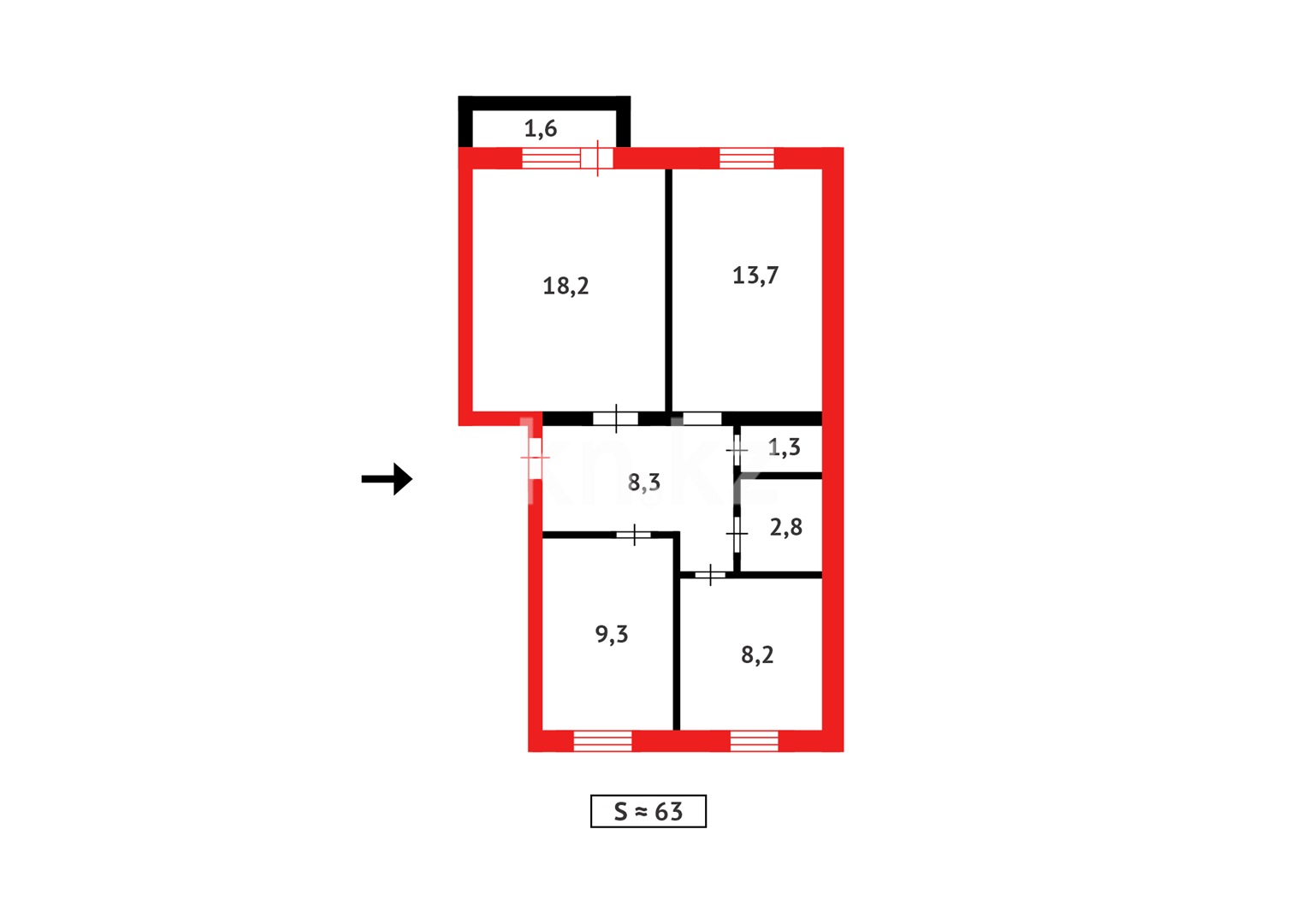 Продажа 3-комнатной квартиры, 63 м², пр. Момышулы в Темиртау - фото 19