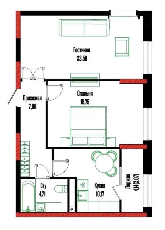 Продажа 2-комнатной квартиры, 67 м² в Астане - фото 2