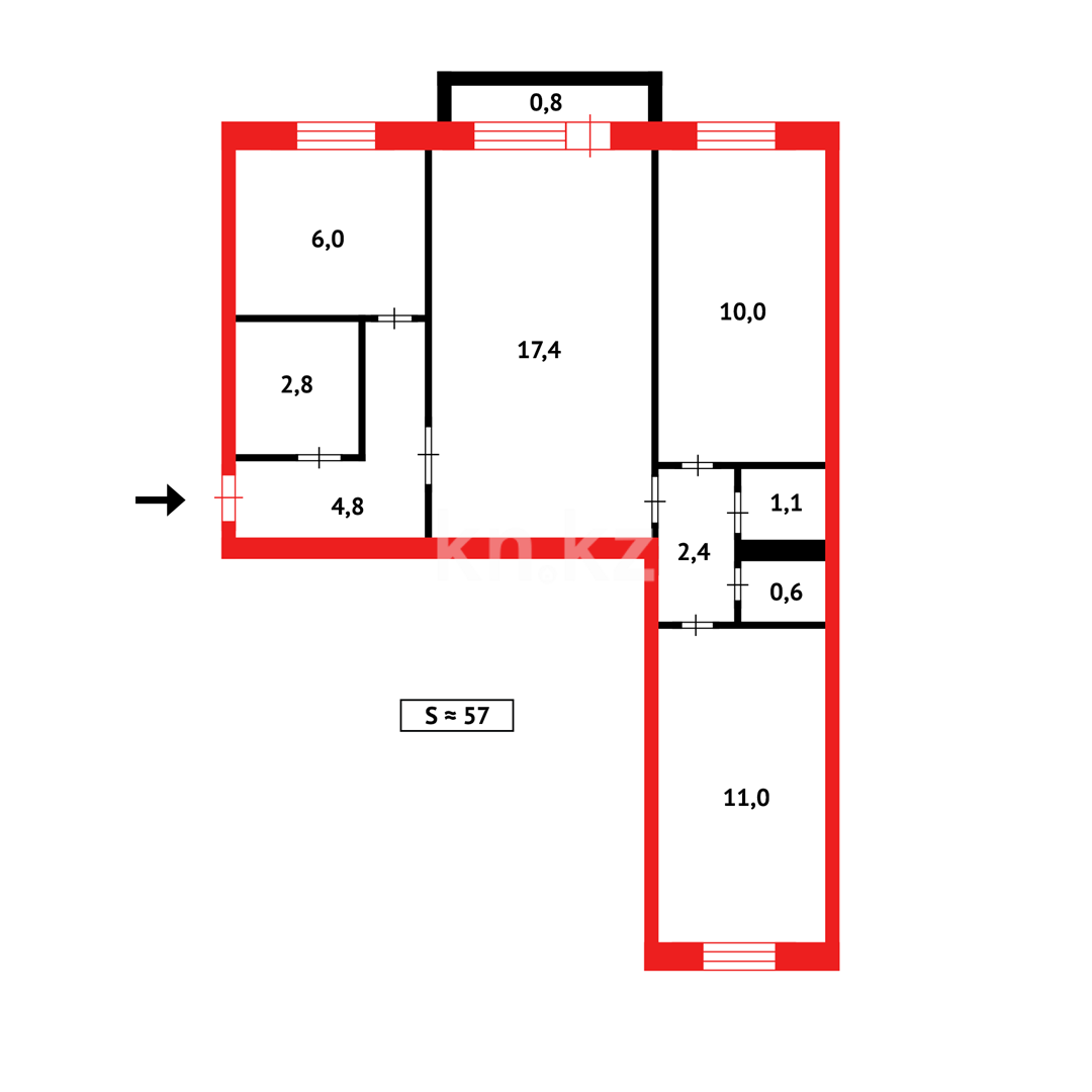 Продажа 3-комнатной квартиры, 58 м² в Темиртау - фото 7
