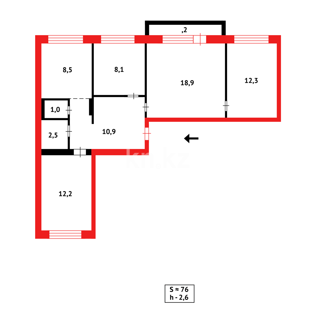 Продажа 4-комнатной квартиры, 76 м², ул. Таттимбета в Караганде - фото 9