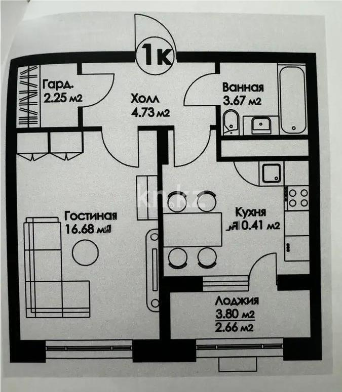 Продажа 1-комнатной квартиры, 40.4 м² в Астане