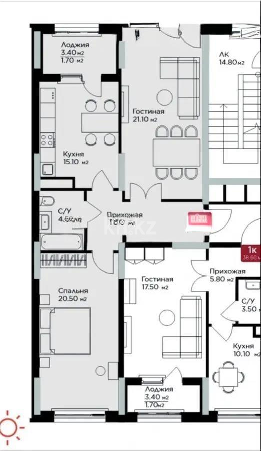 Продажа 2-комнатной квартиры, 71.4 м² в Астане - фото 5