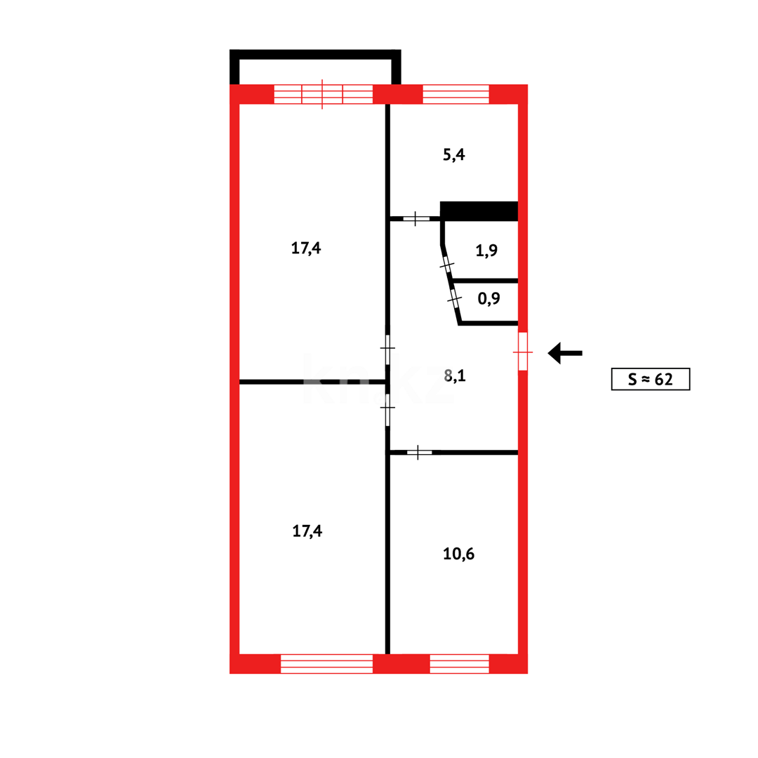 Продажа 3-комнатной квартиры, 62 м² в Темиртау - фото 16