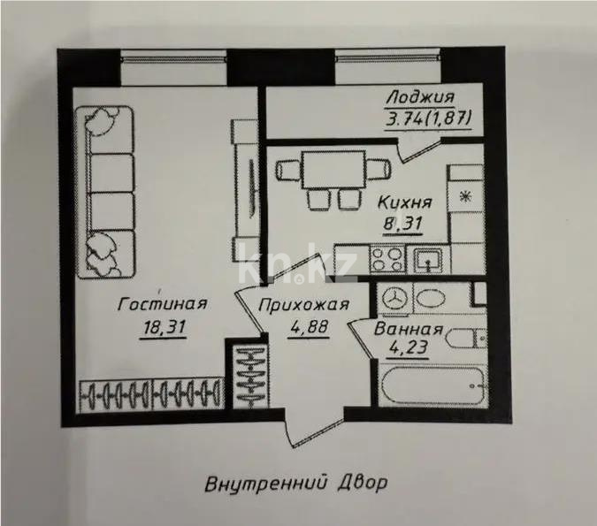 Продажа 1-комнатной квартиры, 38.8 м² в Астане