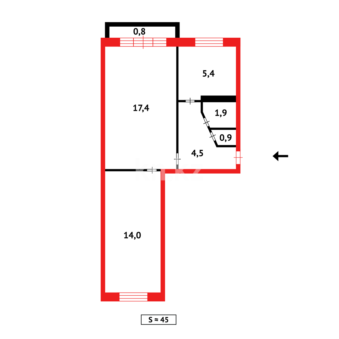 Продажа 2-комнатной квартиры, 43 м² в Темиртау - фото 7