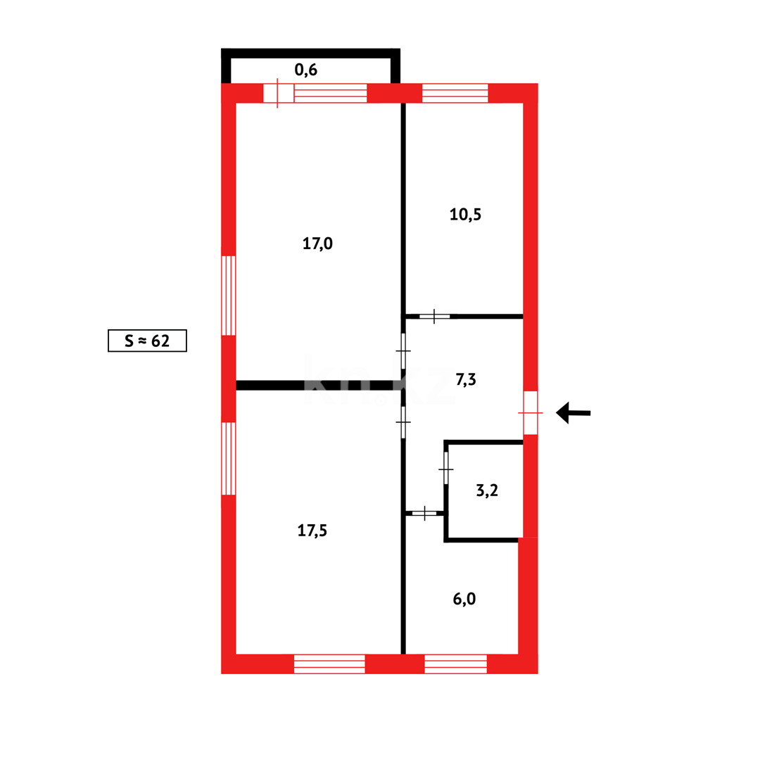 Продажа 3-комнатной квартиры, 61 м² в Караганде - фото 7