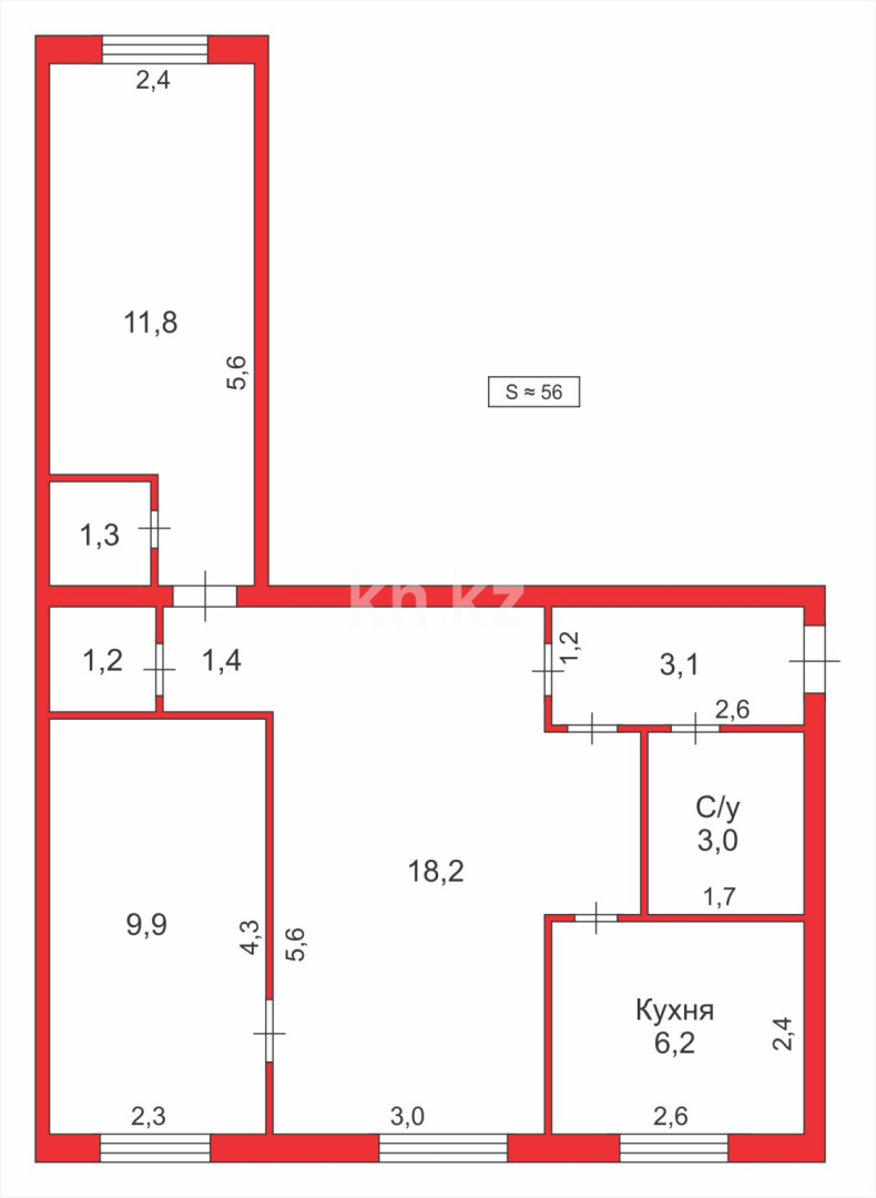 Продажа 3-комнатной квартиры, 56 м², ул. Зелинского, дом  24/1 в Караганде - фото 8