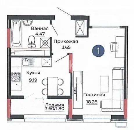 Продажа 1-комнатной квартиры, 36.6 м², ул. Серкебаева, дом  22 в Астане