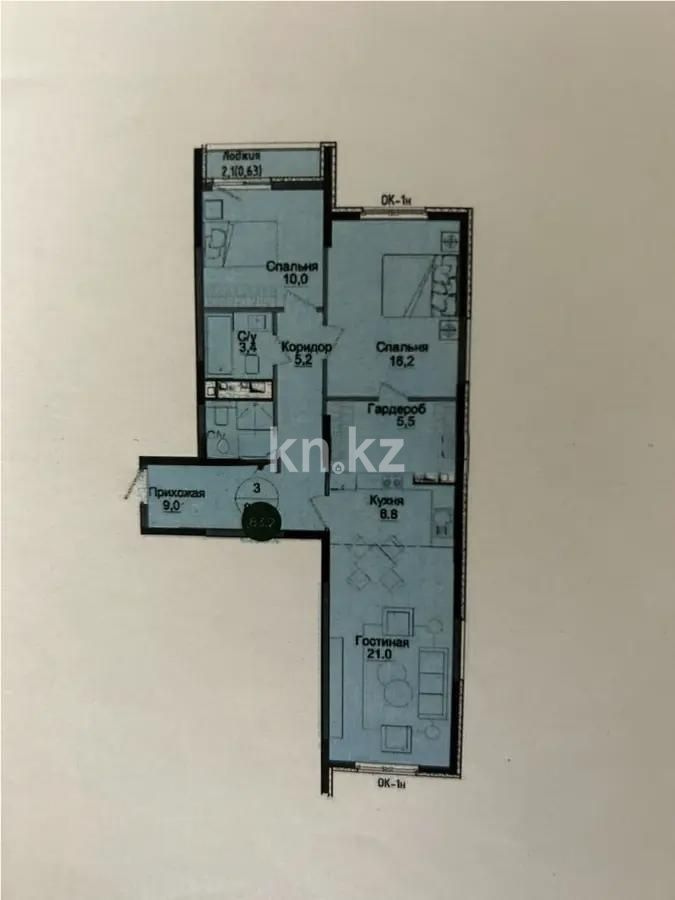 Продажа 3-комнатной квартиры, 83.2 м² в Алматы
