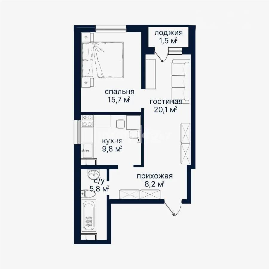 Продажа 2-комнатной квартиры, 61.1 м² в Алматы
