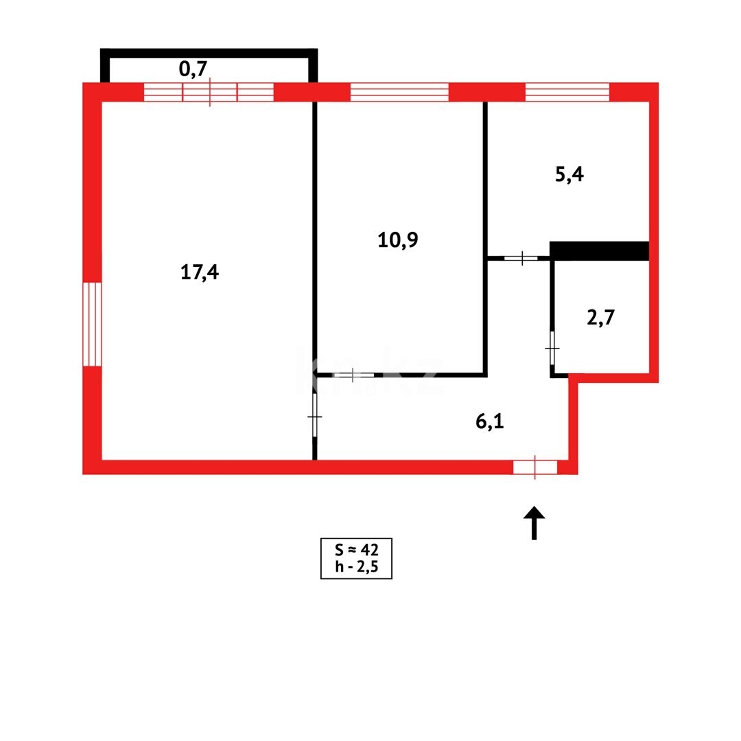 Продажа 2-комнатной квартиры, 42 м² в Караганде - фото 6
