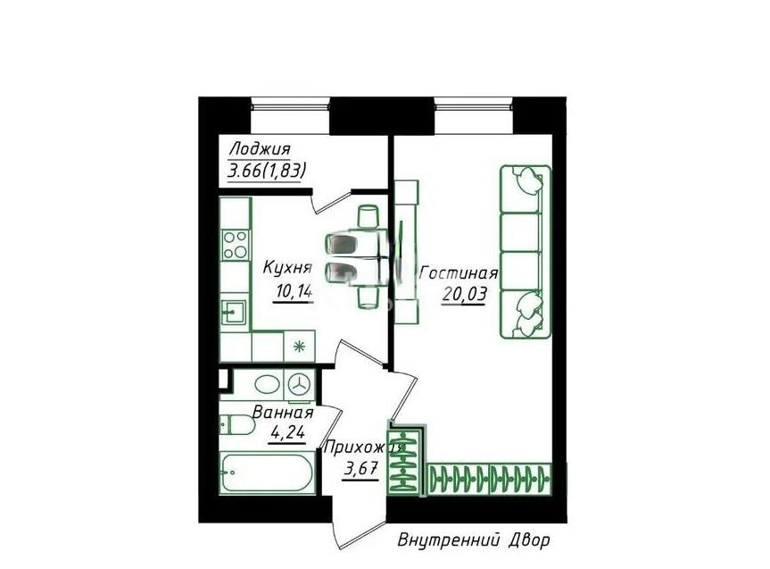 Продажа 1-комнатной квартиры, 39.3 м², ул. Нажимеденова, дом  5 в Астане