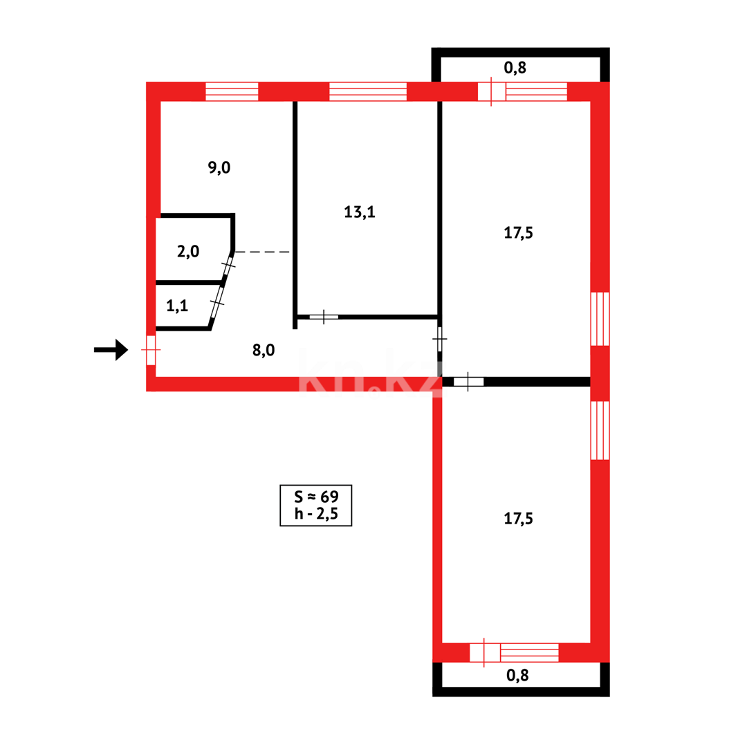 Продажа 3-комнатной квартиры, 68 м² в Караганде - фото 7