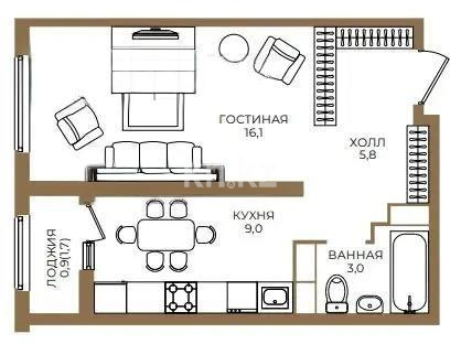 Продажа 1-комнатной квартиры, 34.9 м², пр. Райымбека, дом  590 стр в Алматы
