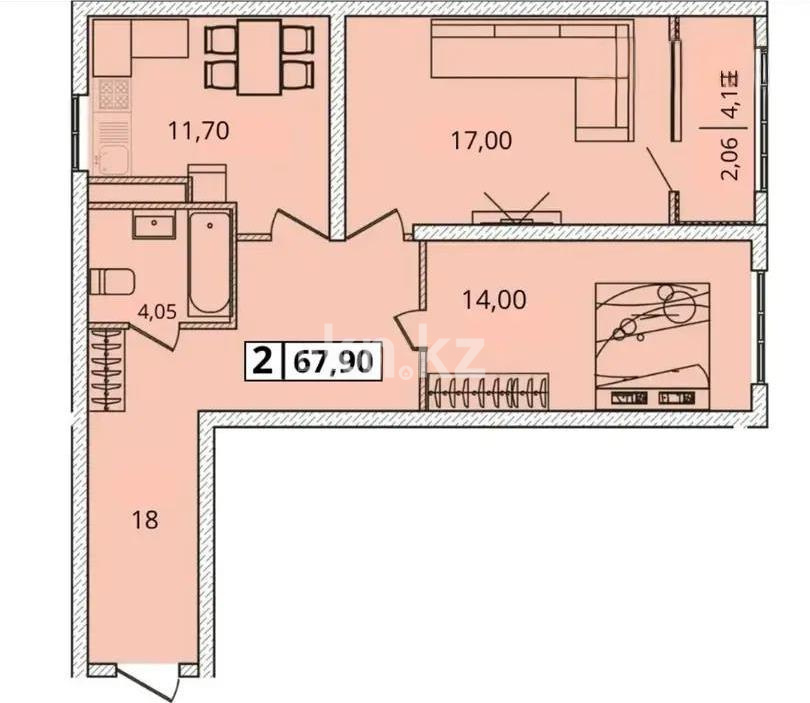 Продажа 2-комнатной квартиры, 67.9 м², мкр-н Кайрат, дом  135/4 в Алматы - фото 6