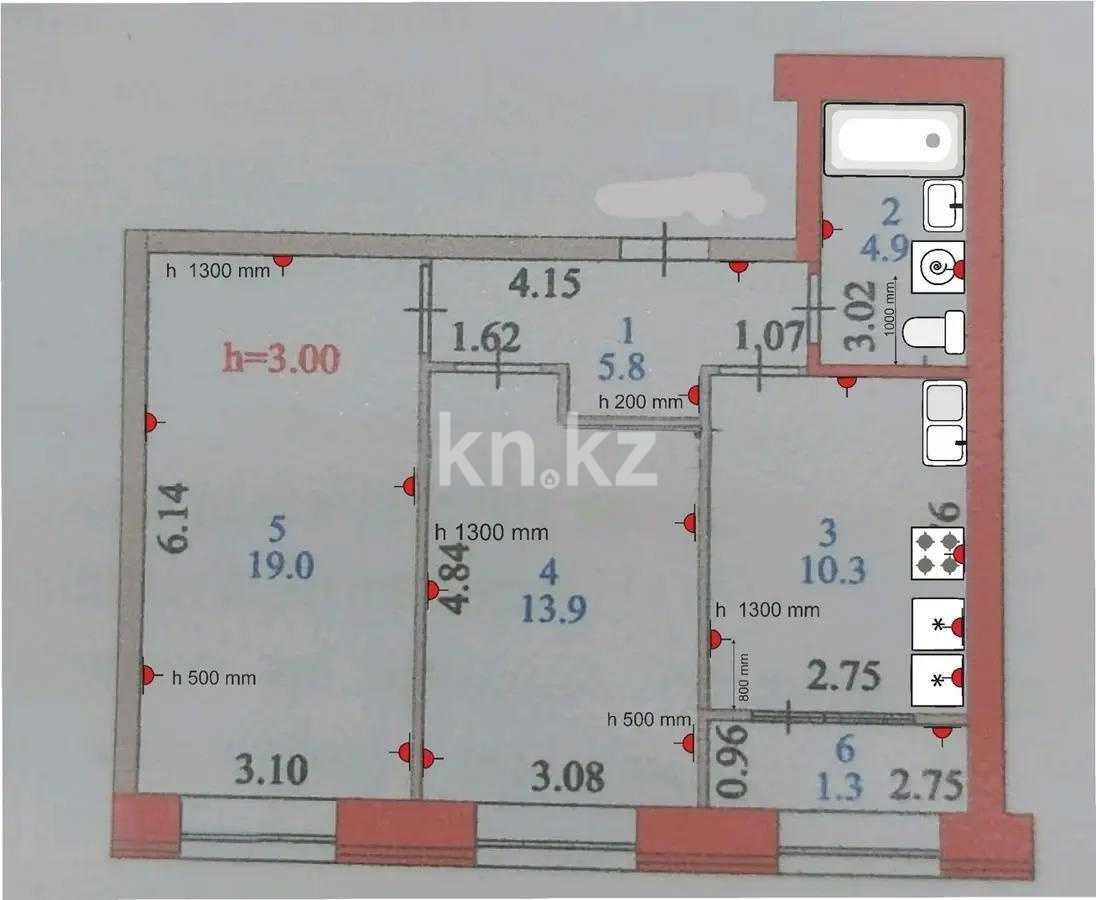 Продажа 2-комнатной квартиры, 56 м², ул. Култегин, дом  19/1 в Астане