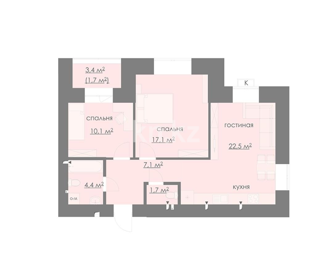 Продажа 3-комнатной квартиры, 67 м² в Караганде - фото 14
