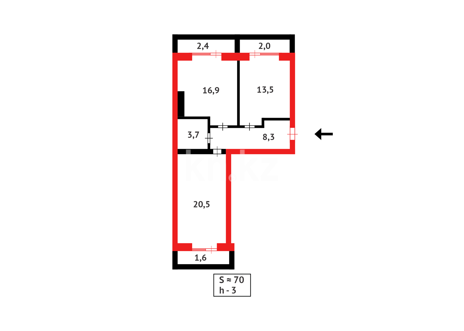 Продажа 2-комнатной квартиры, 70 м², ул. Муканова, дом  41/24 в Караганде - фото 12