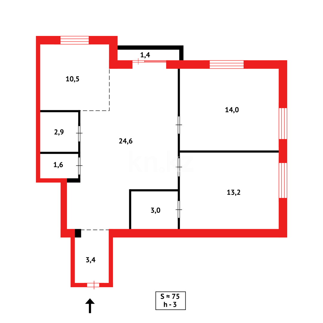Продажа 3-комнатной квартиры, 74 м², ул. Дюсембекова в Караганде - фото 17