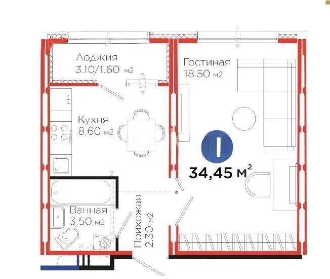 Продажа 1-комнатной квартиры, 34.2 м² в Астане - фото 4