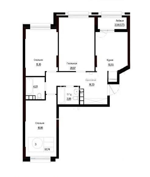 Продажа 3-комнатной квартиры, 92 м² в Астане