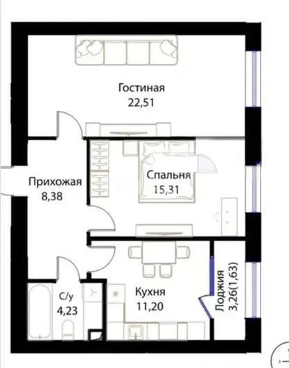 Продажа 2-комнатной квартиры, 63.26 м², ул. Жошы хана, дом  12/3 в Астане