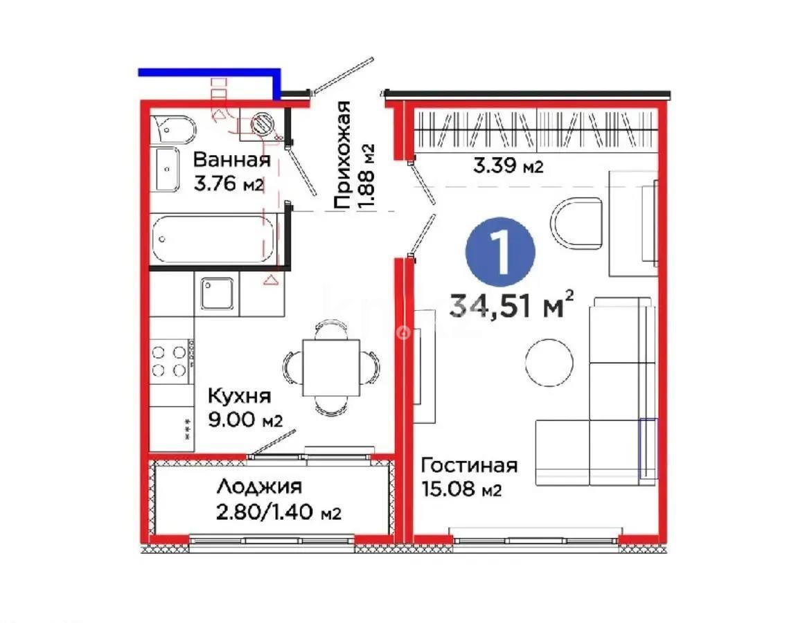Продажа 1-комнатной квартиры, 35 м², ул. Мухамедханова, дом  41 в Астане