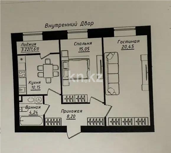 Продажа 2-комнатной квартиры, 59.7 м² в Астане