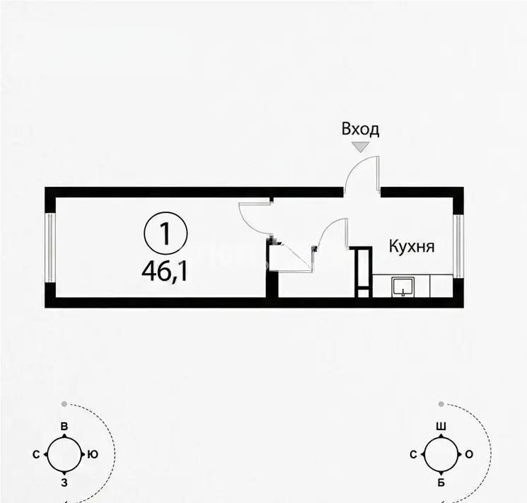 Продажа 1-комнатной квартиры, 46.1 м² в Алматы