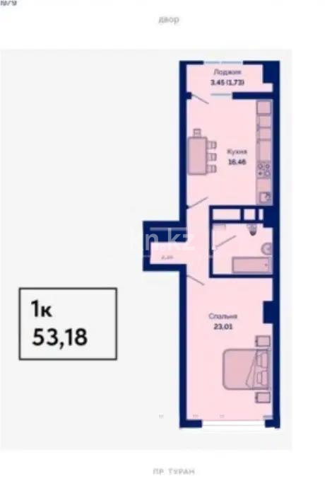 Продажа 2-комнатной квартиры, 53.18 м², пр. Туран, дом  89/3 стр в Астане