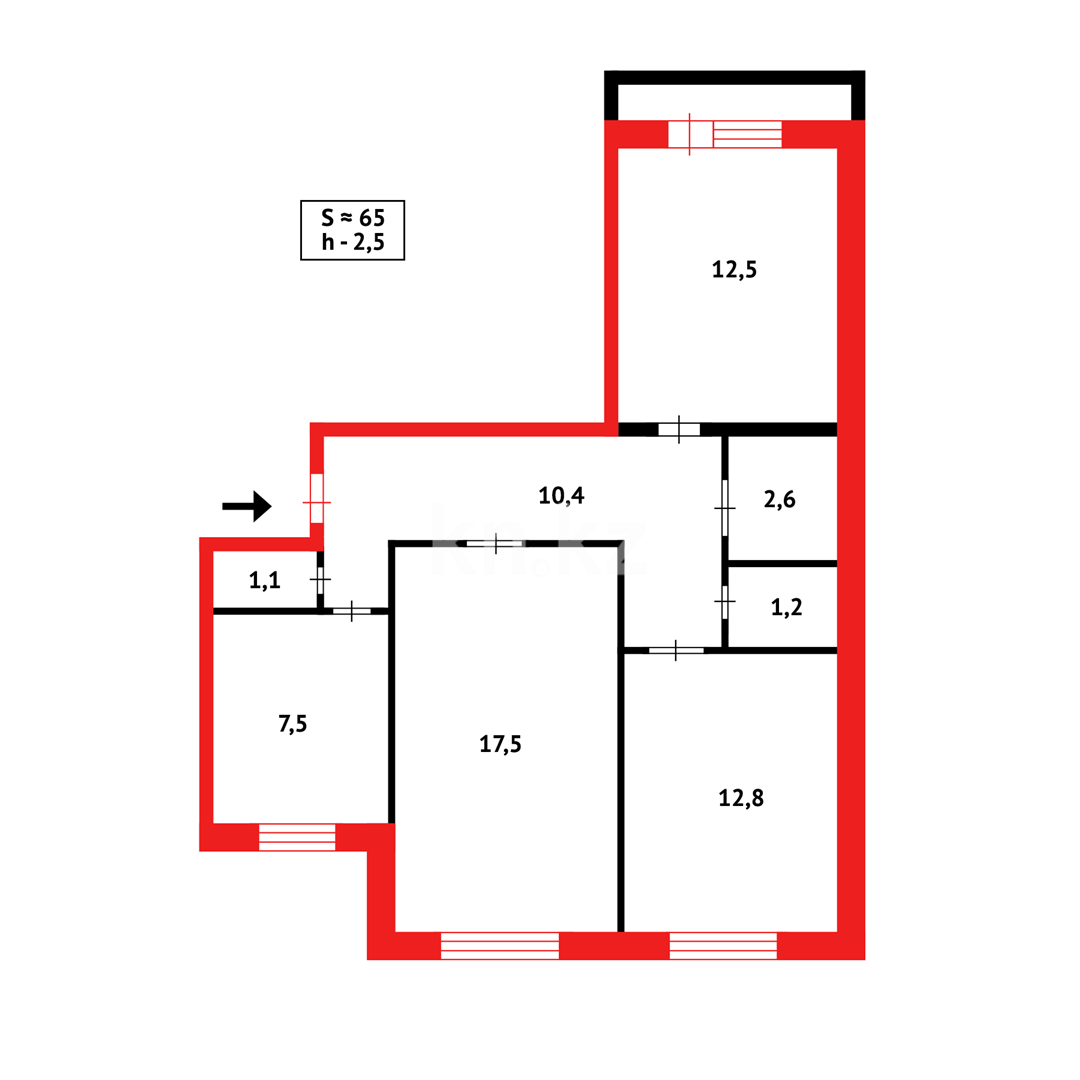 Продажа 3-комнатной квартиры, 65 м², мкр-н 15 в Караганде - фото 9