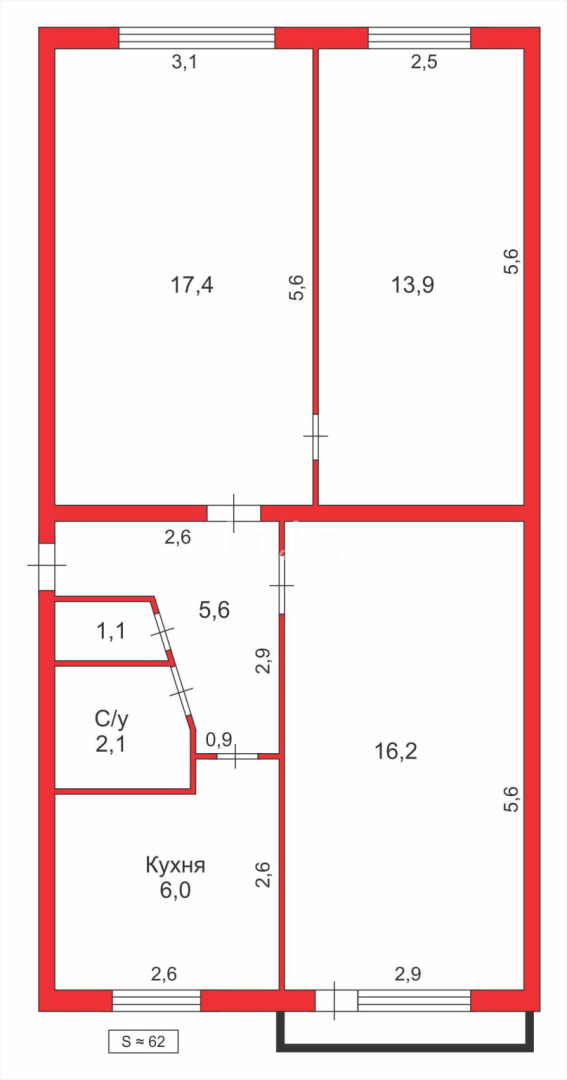 Продажа 3-комнатной квартиры, 62 м² в Караганде - фото 7